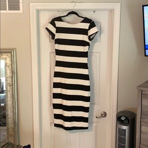 Black and White striped long dress